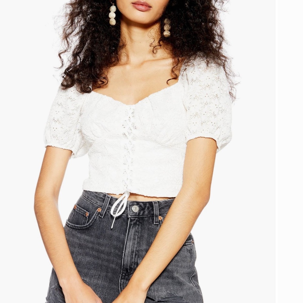 Topshop Floral Lace Crop Top